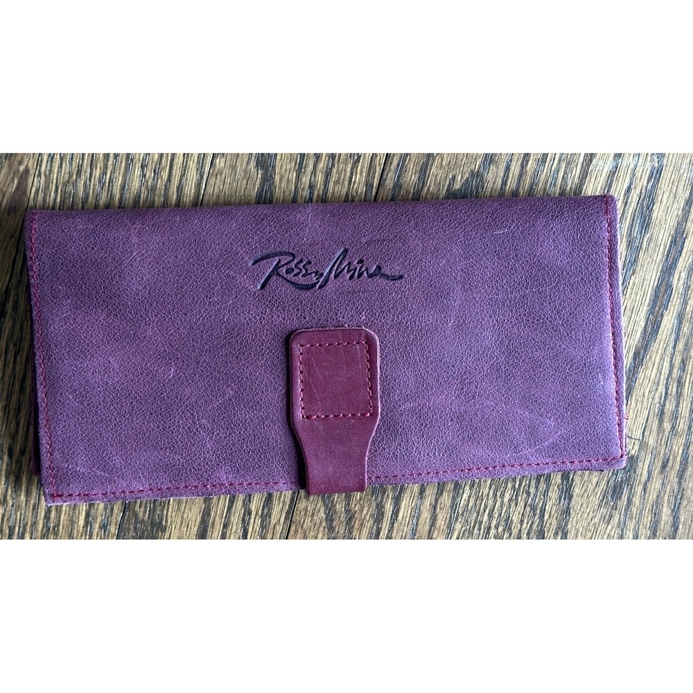 Rossy Mina Handcrafted Purple Leather Womens Wallet Barcelona Spain Snap Closure - Picture 2 of 6